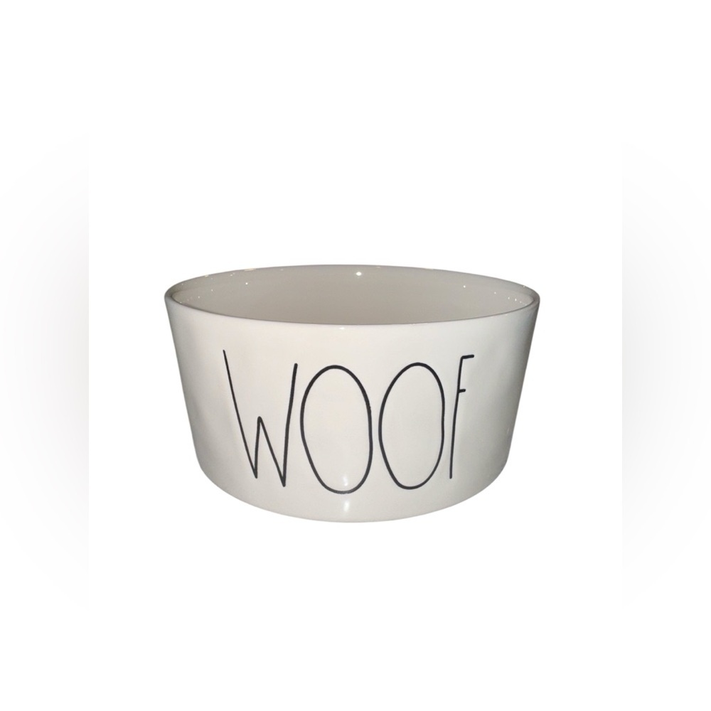 Rae Dunn 6" Dog Food Water Bowl Dish "Woof" Artisan Collection Magenta